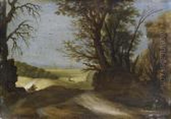 Paesaggio Boscoso Con Cavaliere - view 1