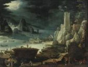 A Harbour Scene With Soldiers
Sitting Around A Fire, Figures At Work On Their Boats Nearby A Harbour Scene With Soldiers
Sitting Around A Fire, Figures At Work On Their Boats Nearby