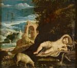 Paesaggio Con S. Giovannino Dormiente by Paul Bril