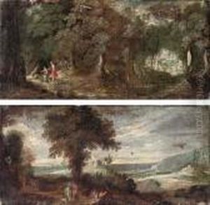 Tobias And The Angel In A Wooded Landscape by Paul Bril