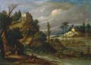 Nachfolge Sudliche Landschaft 
Mit Eremiten Und Einer Hochgelegenen Kapelle. Ol Auf Kupfer. H 28,8; B 
40 Cm