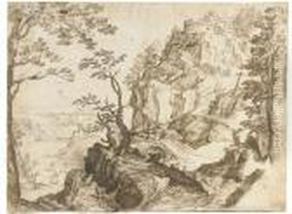 A Mountain Landscape With A Fortified Chapel - view 1