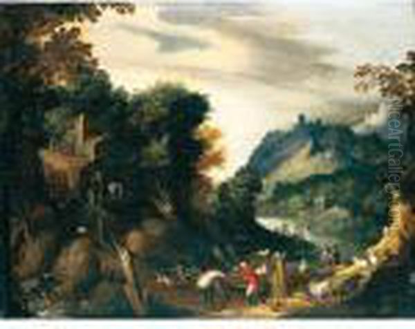 Paesaggio Fluviale Con Figure E Animali - view 1