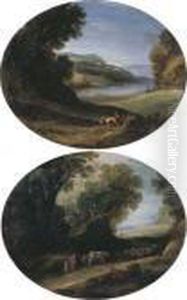 An Italianate Wooded Landscape With Herdsmen And Their Cattle On Apath by Paul Bril