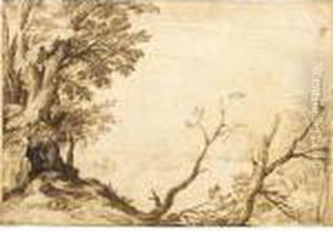A View Of A Valley, With A Copse In The Foreground