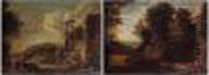 Landscape With Figures Before A Ruined Building by Paul Bril