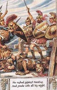 He rushed against Horatius and smate him with all his might by Paul Hardy