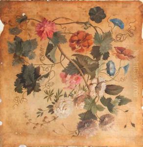 A spray of ivy with peonies, morning glory and other flowers by Jan Van Huysum