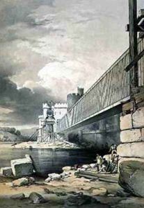 Conway Tubular Bridge with the Preparations for Raising the Second Tube