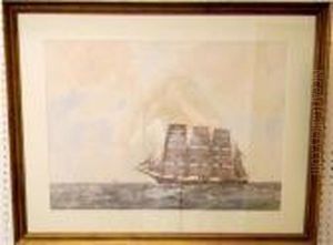 Masted Ship by Arthur John Trevor Briscoe