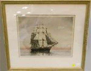 Masted Ship by Arthur John Trevor Briscoe