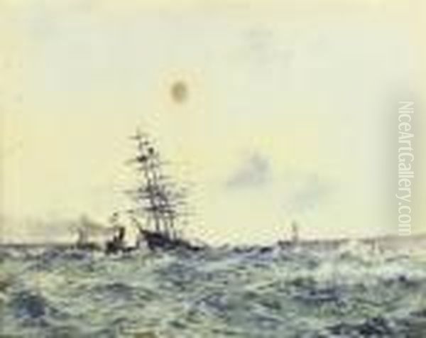 A French Three-master Under Tow At The Entrance To Dunkerqueharbour - view 1
