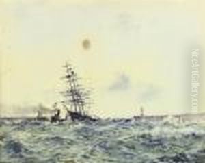 A French Three-master Under Tow At The Entrance To Dunkerqueharbour
