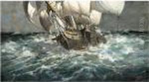 A Brig In Stormy Weather by Arthur John Trevor Briscoe