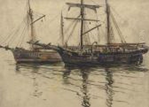 Two Shipping Vessels In A Calm - view 1