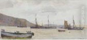 Boats At Anchor by Arthur John Trevor Briscoe