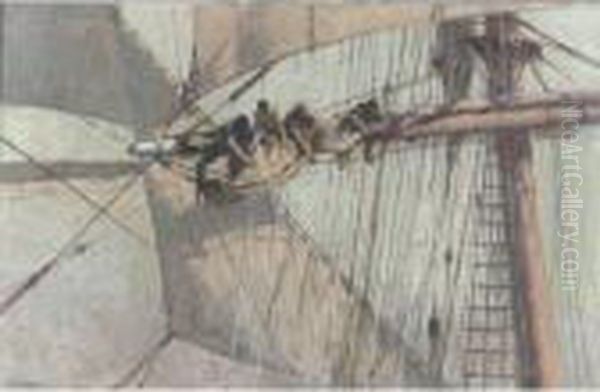 Stowing The Foresail - view 1