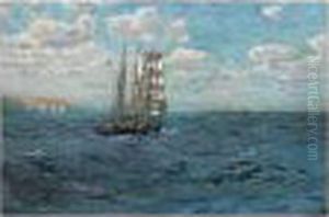 Barquentine Making Down The Channel by Arthur John Trevor Briscoe