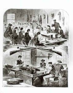 Filling cartridges at the arsenal at Watertown Massachusetts by Winslow Homer