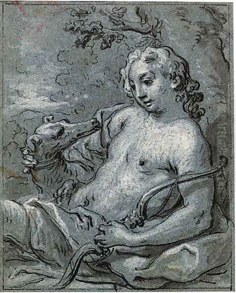 Adonis resting with his dog - view 1