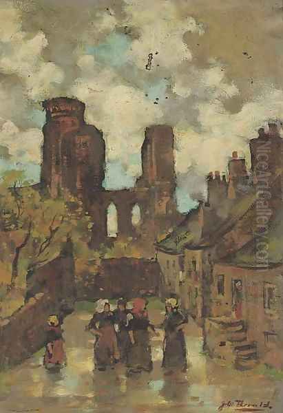 Fishwomen conversing on the street, St. Andrews - view 1