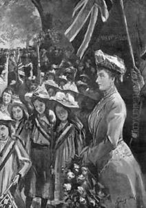Princess Louise reviewing twenty thousand children in Battersea Park