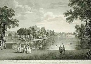 View of the Lake from the Centre Walk in the garden at West Wycombe Buckinghamshire