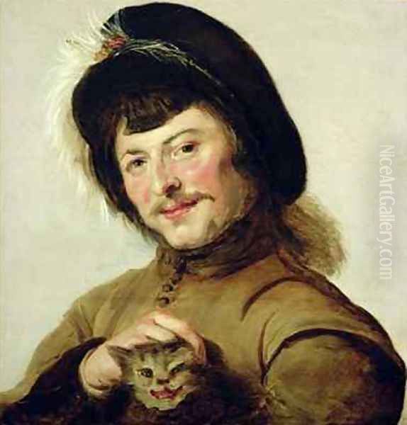 A Young Man with a Cat - view 1