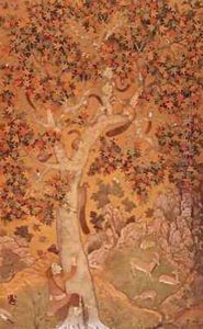 Johnson Album I No 30 Squirrels on a plane tree Mughal by Abu'l Hasan