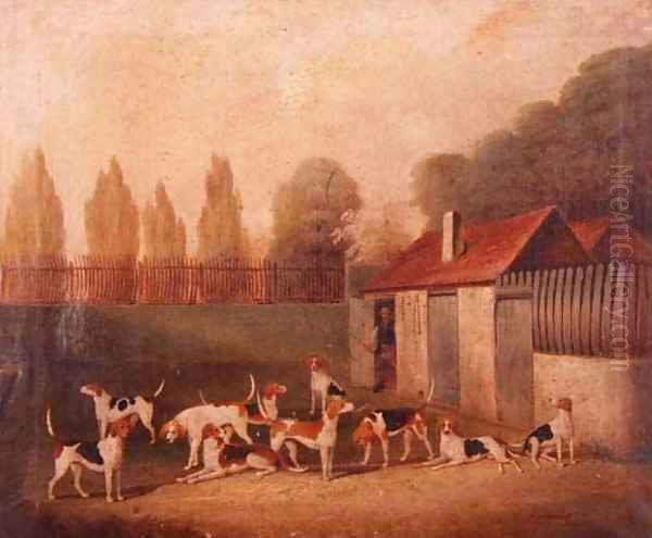 Foxhounds in a Kennelyard - view 1