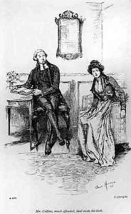 Mr Collins much offended laid aside his book scene from Pride and Prejudice by Chris Hammond