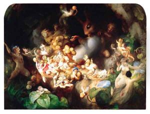 Titania's Elves robbing the Squirrel's Nest - Midsummer Night's Dream by Robert Huskisson