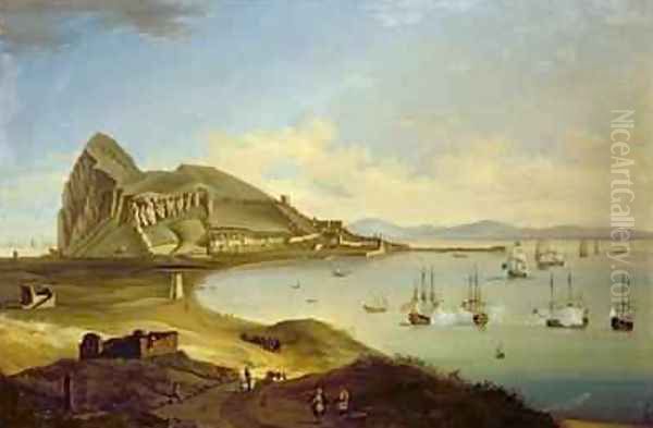Admiral of the Blue Squadron Arriving at Gibraltar under the Gun Salute from the Red Squadron in 1722 - view 1
