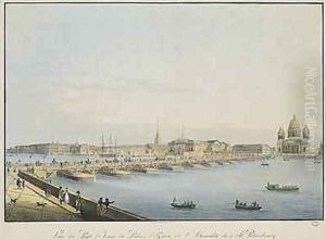 View of St Isaacs Bridge the Admiralty and the Winter Palace St Petersburg by Christian Gottlob Hammer