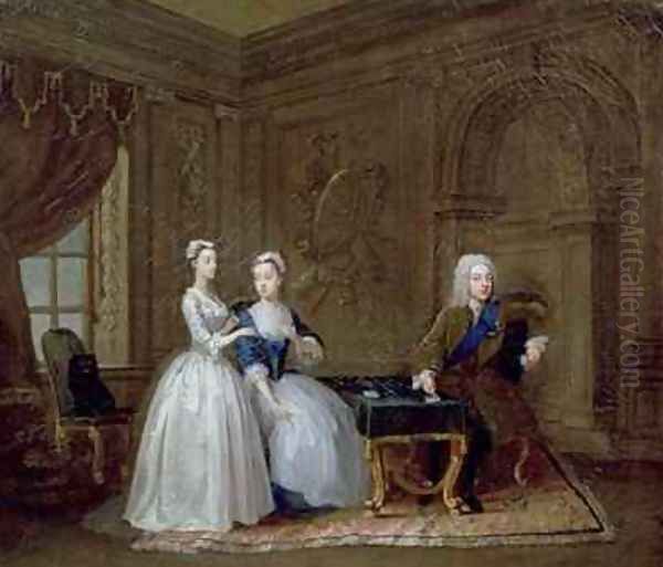 John 2nd Duke of Montagu 1690-1749 his wife Lady Mary Churchill daughter of the Duke of Marlborough and their youngest daughter Lady Mary Montagu - view 1