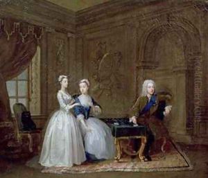 John 2nd Duke of Montagu 1690-1749 his wife Lady Mary Churchill daughter of the Duke of Marlborough and their youngest daughter Lady Mary Montagu