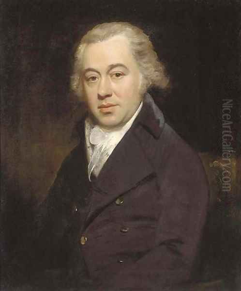 Portrait of a gentleman, half-length, in a black coat and white stock - view 1