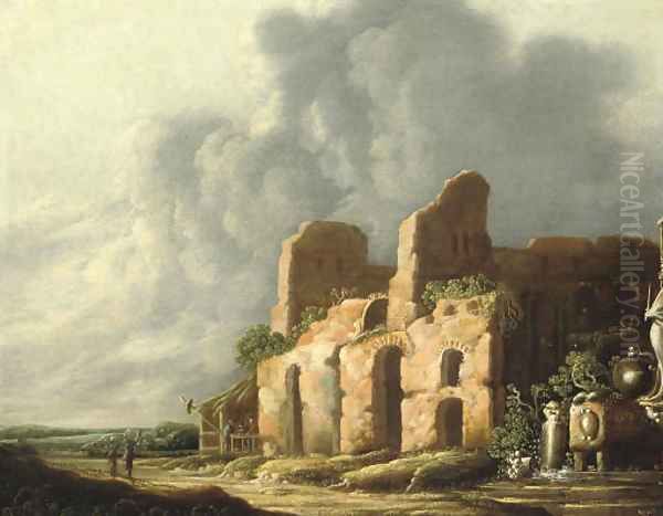 An Italiante landscape with ancients ruins - view 1