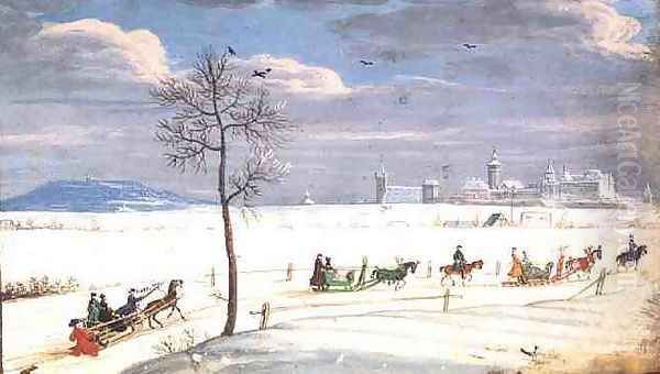 German Snowscape with sledges - view 1