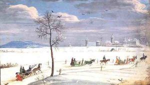 German Snowscape with sledges by Nicolas Hoffmann