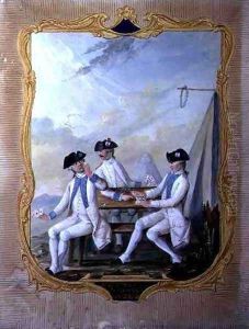 Officers from the Forez Bearn and Agenais Regiments playing cards by Nicolas Hoffmann