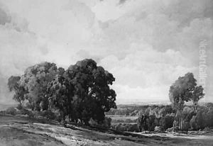 An extensive wooded Landscape by Charles Harrington