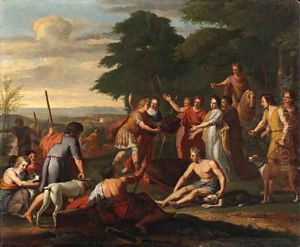 Meleager presenting the head of the Calydonian boar to Atalanta by Gerard Hoet