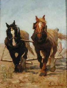 The Ploughing Team Sussex Downs by Evelyn Harke