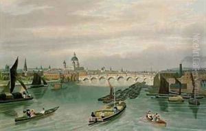 A View of Blackfriars Bridge and St Pauls by Robert the Elder Havell
