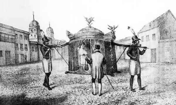 A Brazilian Sedan Chair and a Person Begging for the Church - view 1