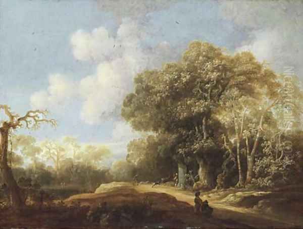 A stag hunt in a wooded landscape - view 1