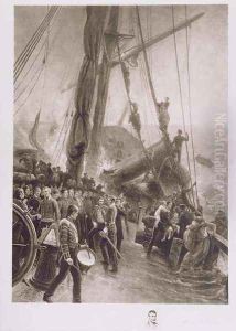 The Wreck of HMS Birkenhead off the Cape of Good Hope on 26 Feb 1852 by Thomas Marie Madawaska Hemy