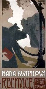 Poster advertising a recital at Mladych Club by Arnost Hofbauer