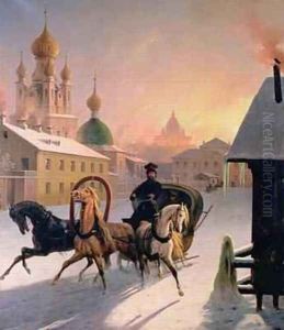Troika on the Street in St Petersburg by Charles de Hampeln